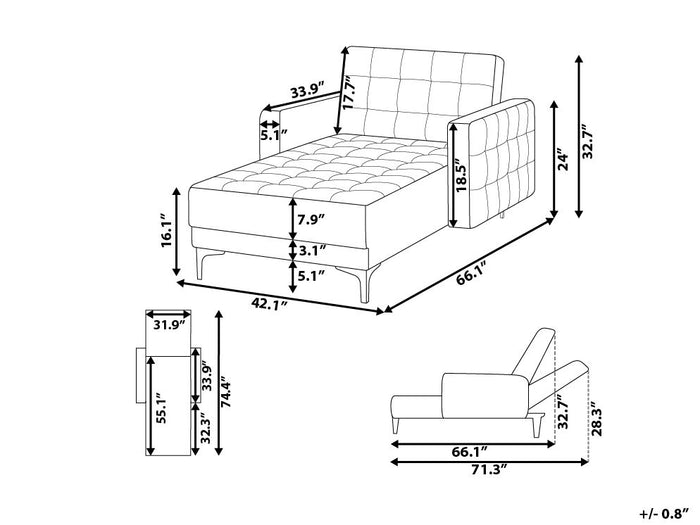 Beliani - ABERDEEN - Chaise longue - Wit - Symmetrisch - Kunstleer