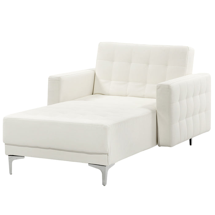 Beliani - ABERDEEN - Chaise longue - Wit - Symmetrisch - Kunstleer