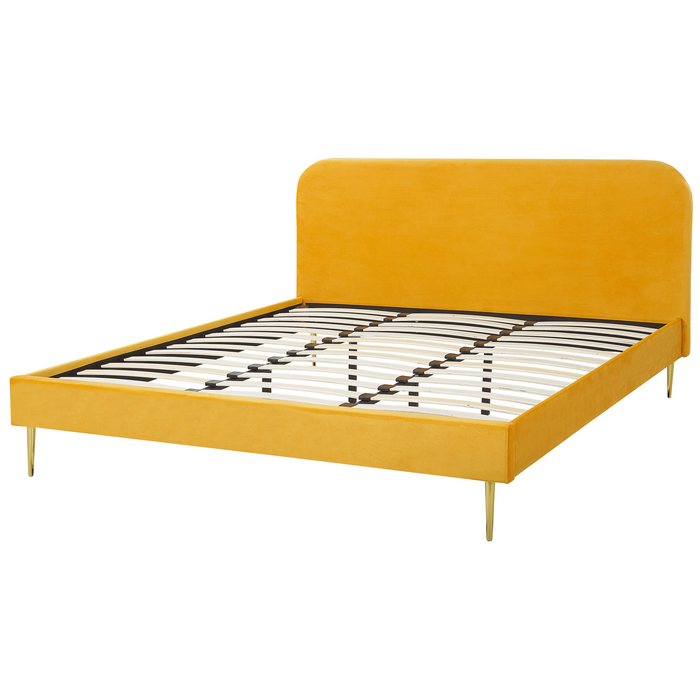 Beliani - FLAYAT - Tweepersoonsbed - Geel - 180 x 200 cm - Fluweel