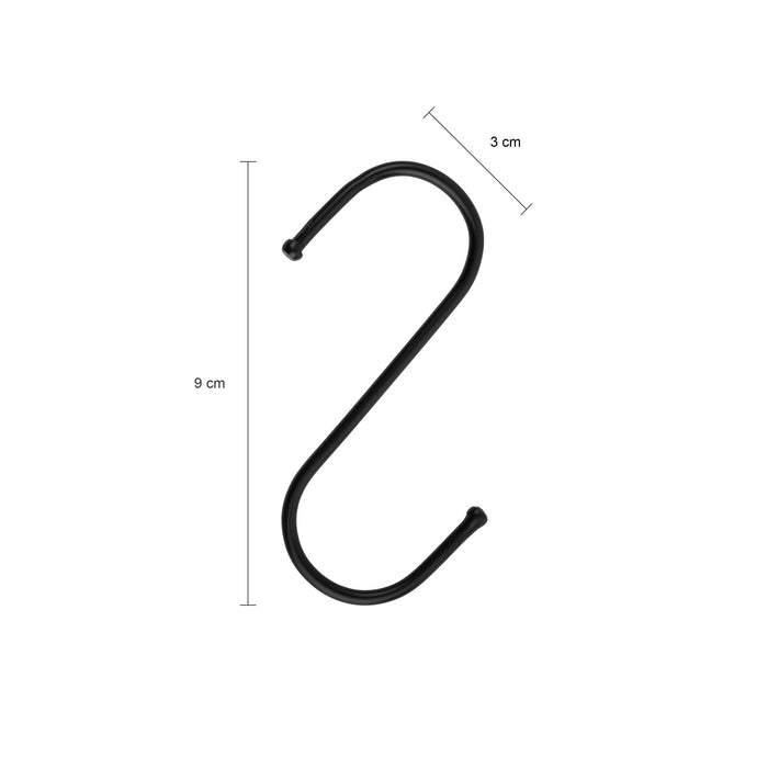 QUVIO Ophanghaken - RVS - zwart - M - 9,5 cm - 10 stuks