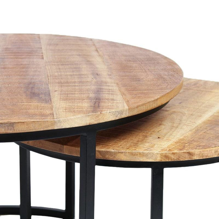Bronx71 Industriële salontafel set Jessie mangohout (set van 2) Ø80