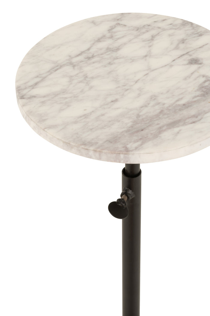 Duverger® Marble - Bijzettafel - rond 28cm - marmer - wit - unieke sch