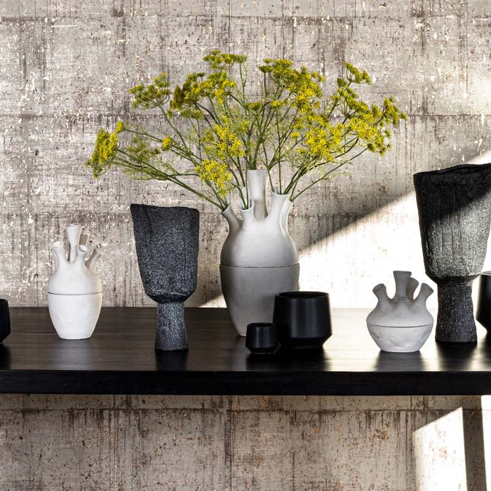 PTMD Shary Vaas - H44 x Ø21 cm - Keramiek - Wit