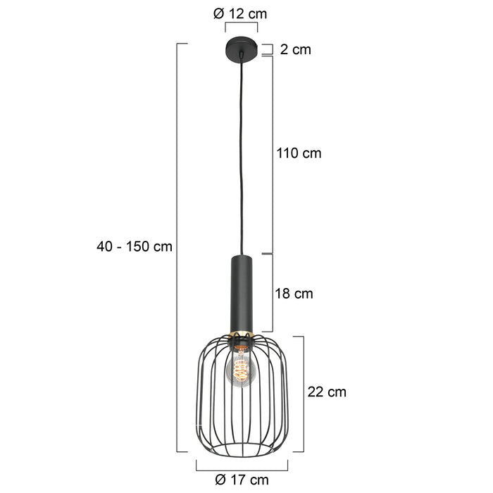 Mexlite Aureole hanglamp Ø17 cm zwart