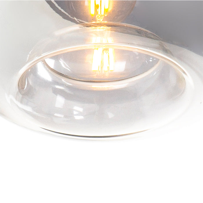 QAZQA Art Deco hanglamp zwart met smoke glas rond 3-lichts- Busa