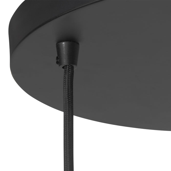 QAZQA Art Deco hanglamp zwart met smoke glas rond 3-lichts- Busa