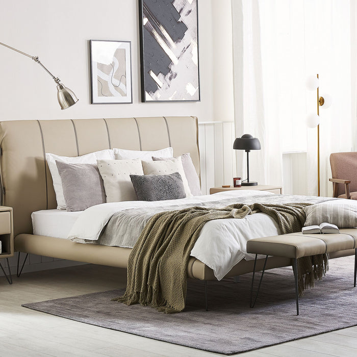 Beliani - BETIN - Slaapkamerset - Zandbeige - 180 x 200 cm - Kunstleer