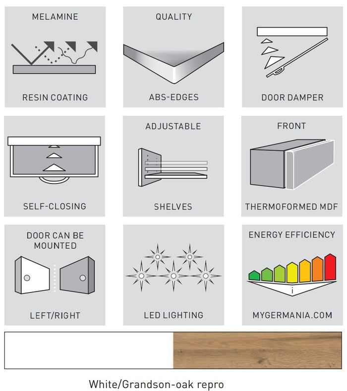 Germania Torrance Badkamerkast Hoog Wit | Eiken