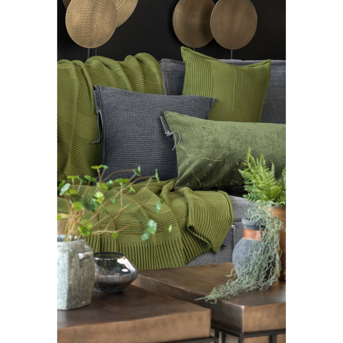 Knit Factory Joly Sierkussen - Mosgroen - 50x50 cm