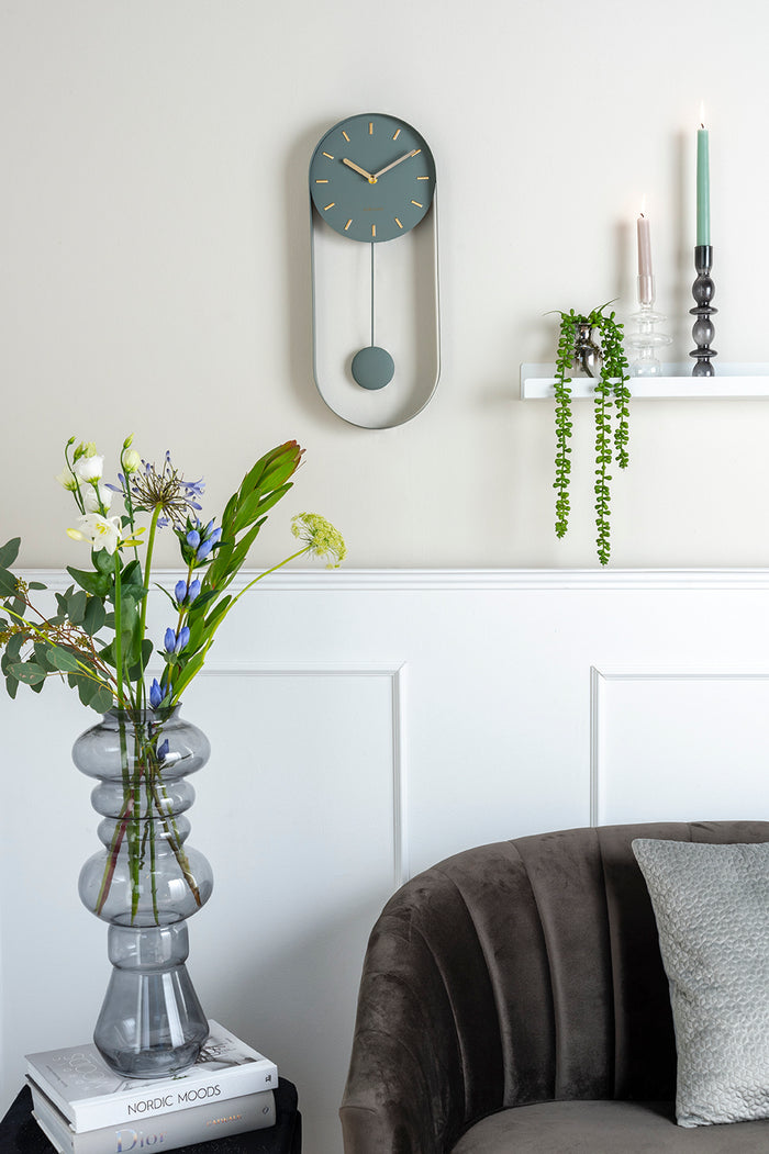 Karlsson Wandklok Pendulum Charm - Staal Jungle Groen - 50x20x4,8cm