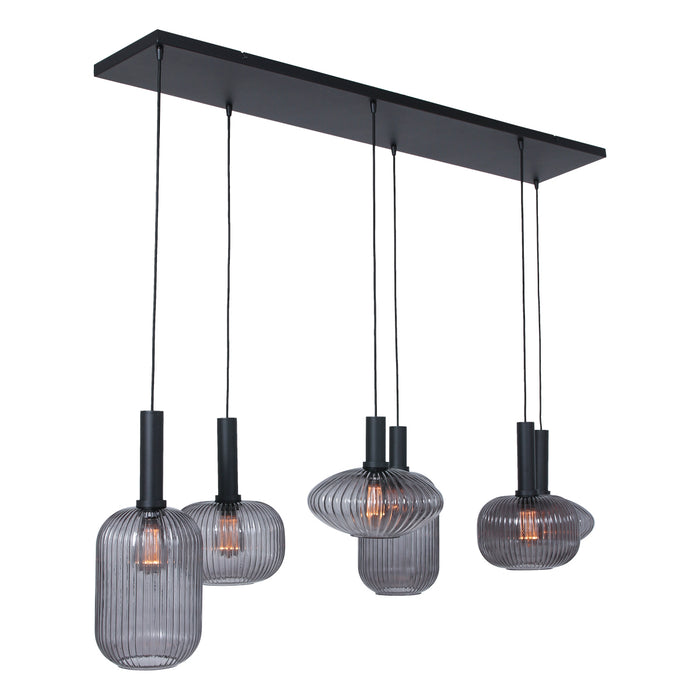 Steinhauer Danske hanglamp zeslichts rook glas zwart