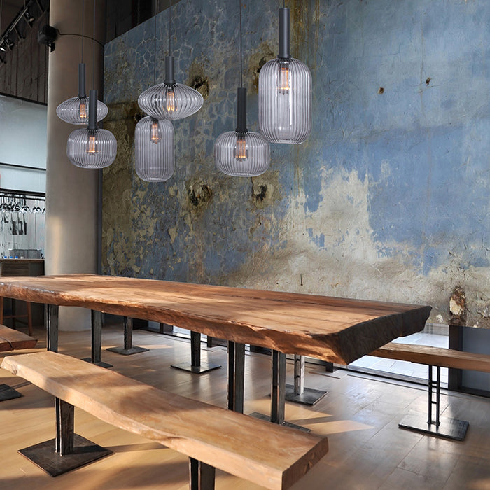 Steinhauer Danske hanglamp zeslichts rook glas zwart