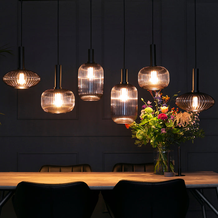 Steinhauer Danske hanglamp zeslichts rook glas zwart