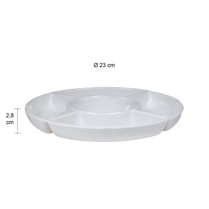 Krumble Tapasbord rond met 5 vakken - Wit