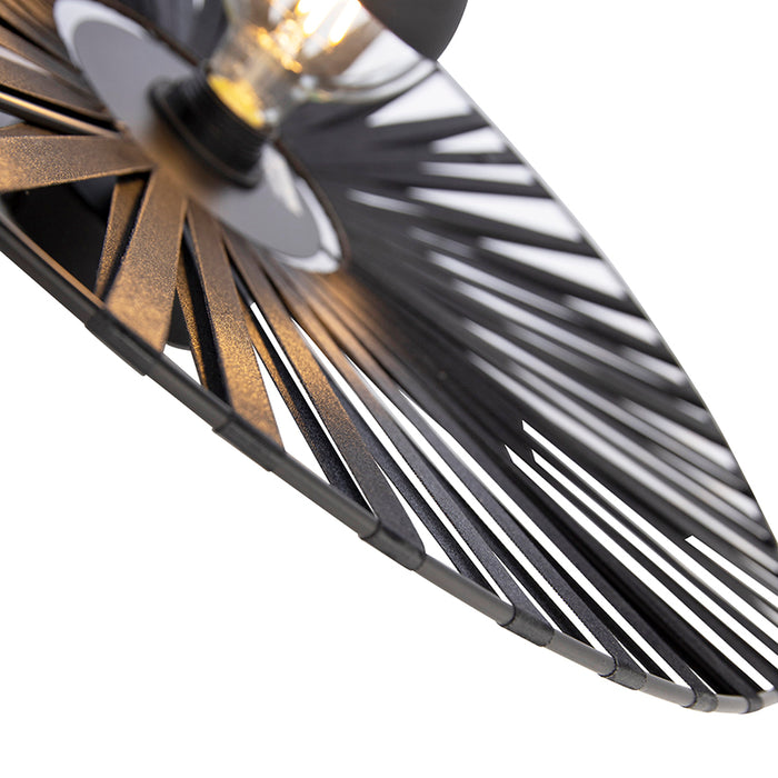 QAZQA Wandlamp leia - Zwart - Landelijk - D 60cm