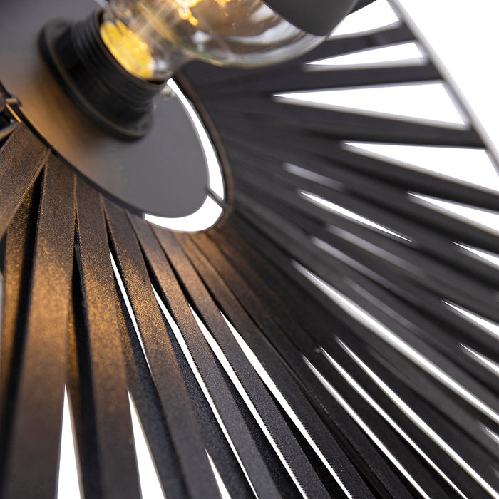 QAZQA Wandlamp leia - Zwart - Landelijk - D 60cm