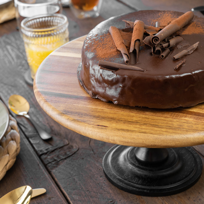 Krumble Taartplateau hout met zwarte poot - 29 x 15 cm