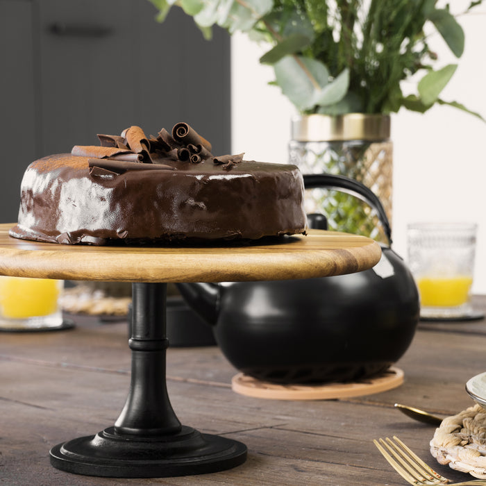 Krumble Taartplateau hout met zwarte poot - 29 x 15 cm