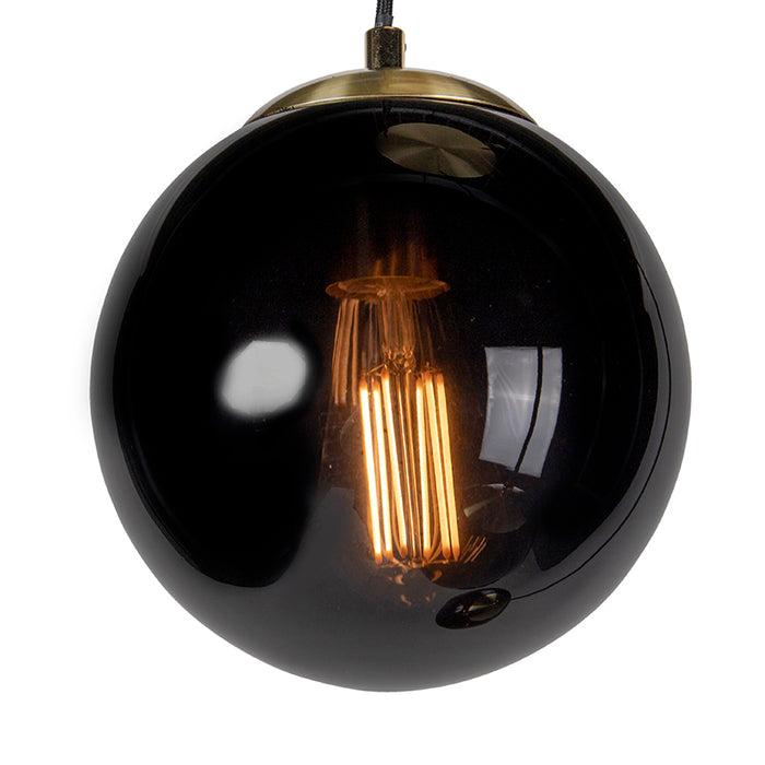QAZQA Hanglamp woonkamer, art deco, modern, drie zwarte glazen bollen