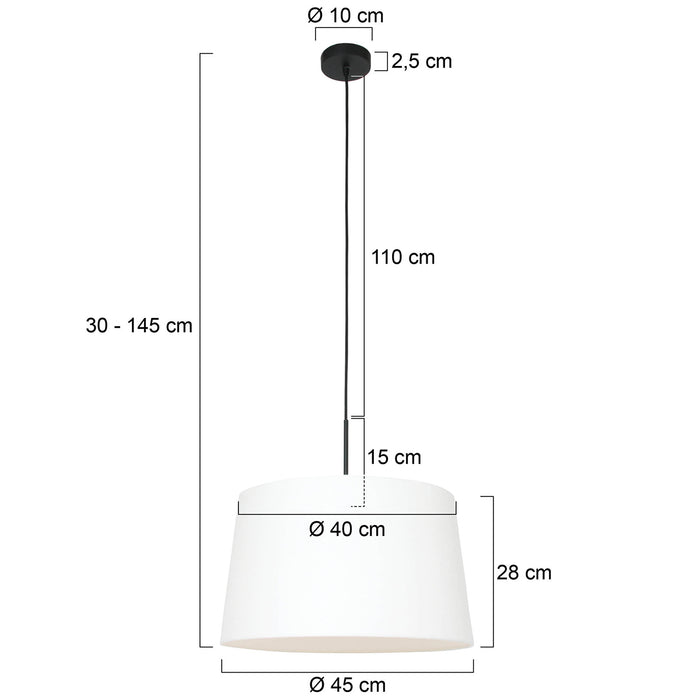 Steinhauer - hanglamp - Sparkled Light - wit - linnen metaal - Ø 45cm