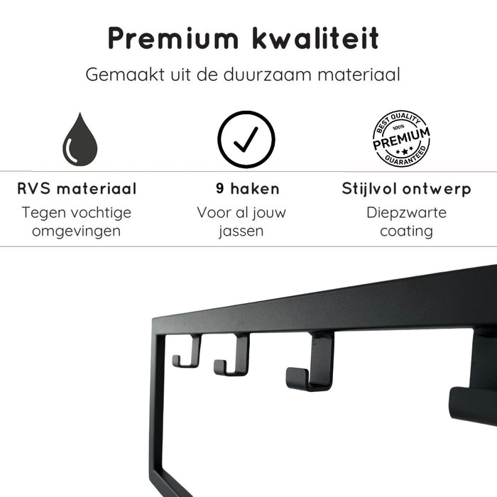 LT-Luce Kapstok Joy Mat Zwart 9 Haken 60cm