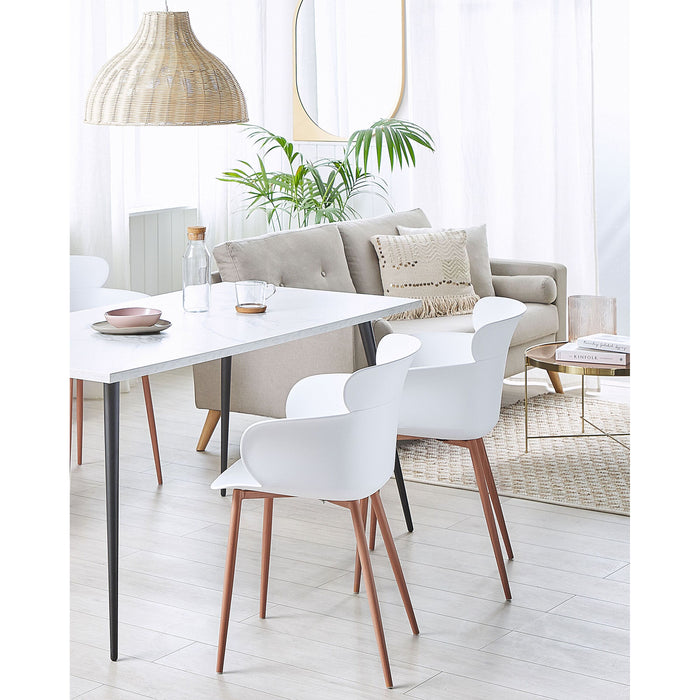 Beliani - SUMKLEY - Eetkamerstoel - Wit - Synthetisch materiaal