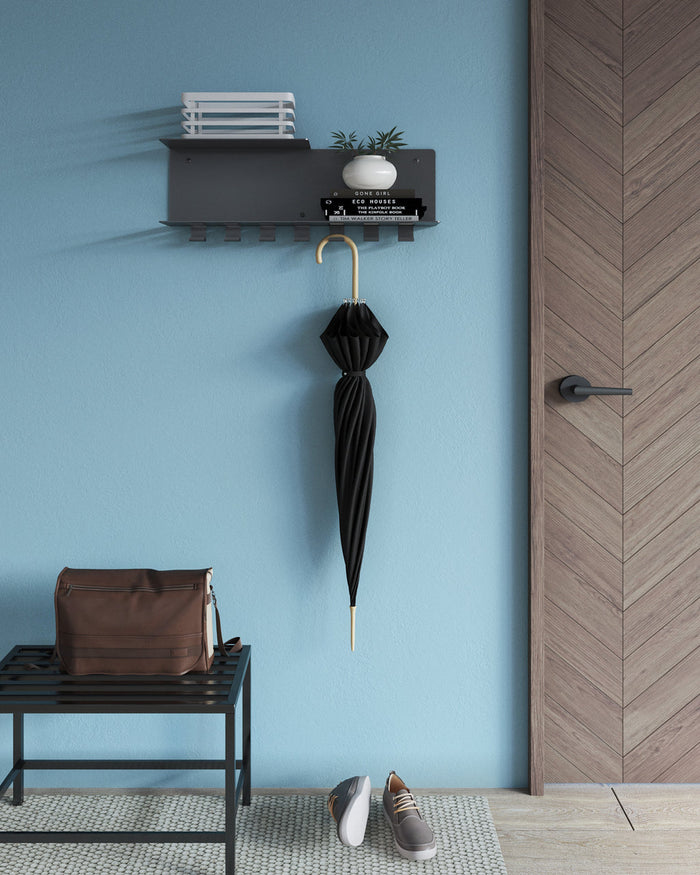 Gorillz Plenck - Wandkapstok met Hoedenplank - Kapstok - Zwart