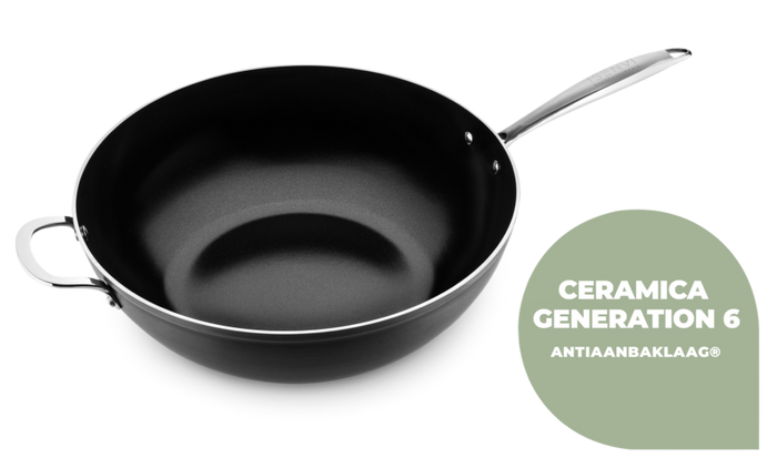 ISENVI Victoria Forged keramische wokpan 32CM - RVS greep