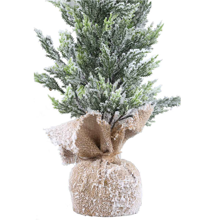 PTMD Abies Kunstkerstboom Jute Zak - H75 x Ø25 cm - PE - Besneeuwd