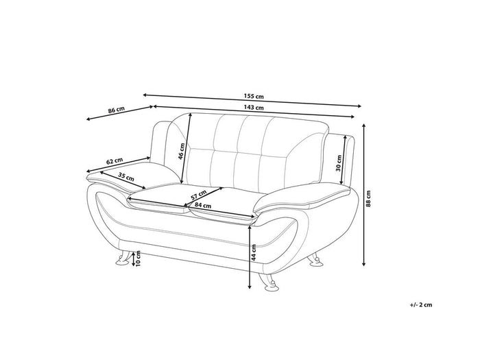 Beliani - LEIRA - Tweezitsbank - Wit - Kunstleer
