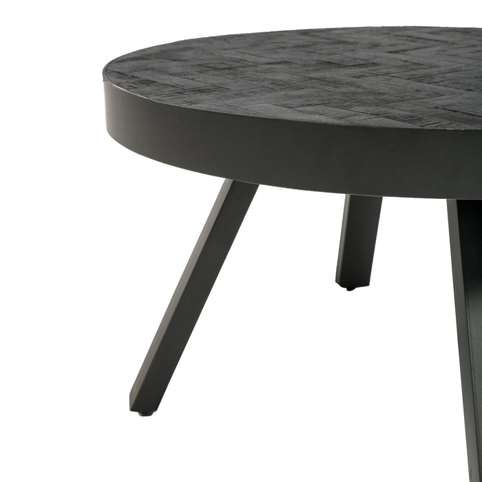 Duverger® Herringbone -Salontafel - rond - dia 74cm - zwart - visgraat