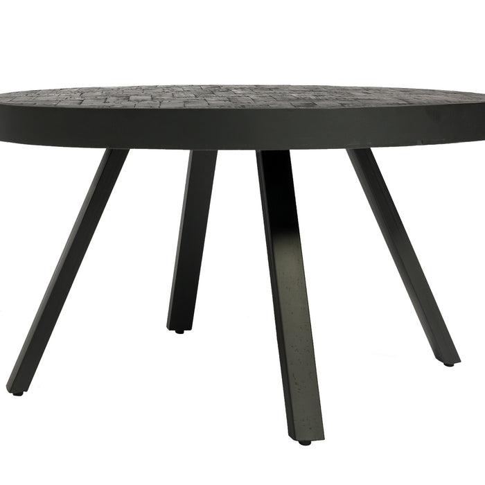 Duverger® Herringbone -Salontafel - rond - dia 74cm - zwart - visgraat