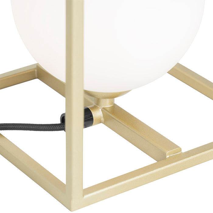 QAZQA Design tafellamp goud met wit glas - Aniek