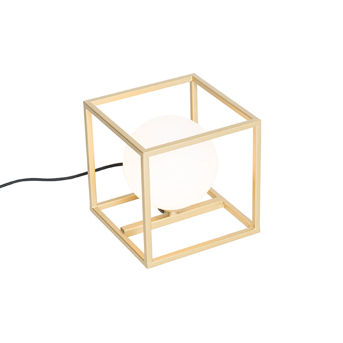 QAZQA Design tafellamp goud met wit glas - Aniek