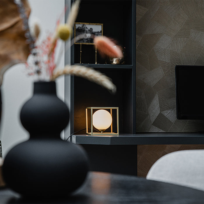 QAZQA Design tafellamp goud met wit glas - Aniek