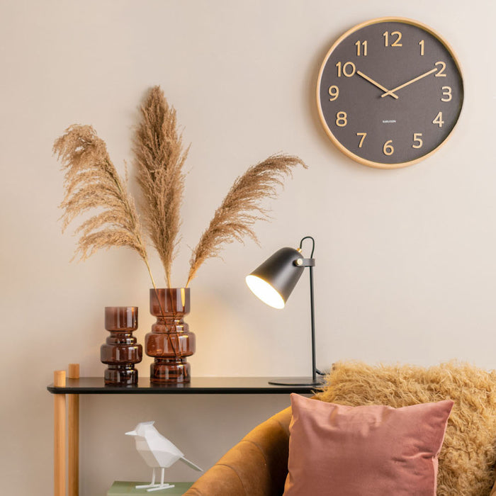 Karlsson Pure Wood Grain Klok - Zwart