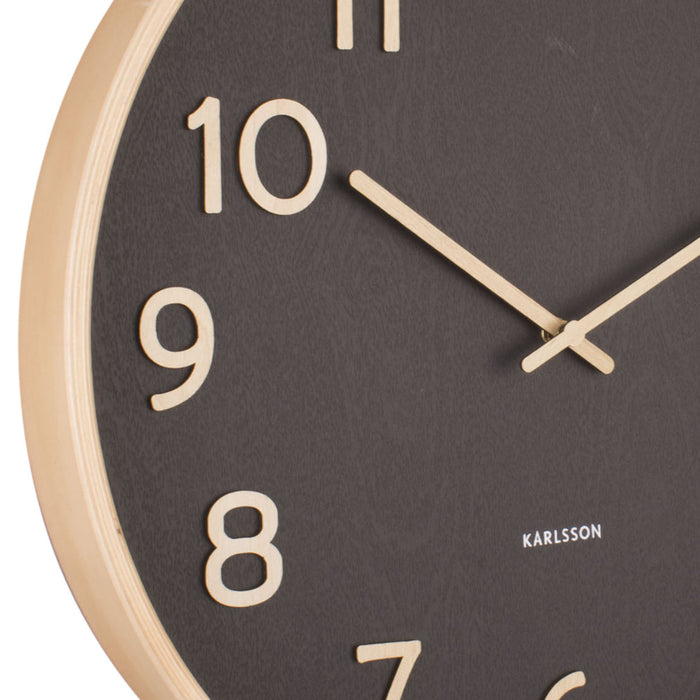 Karlsson Pure Wood Grain Klok - Zwart