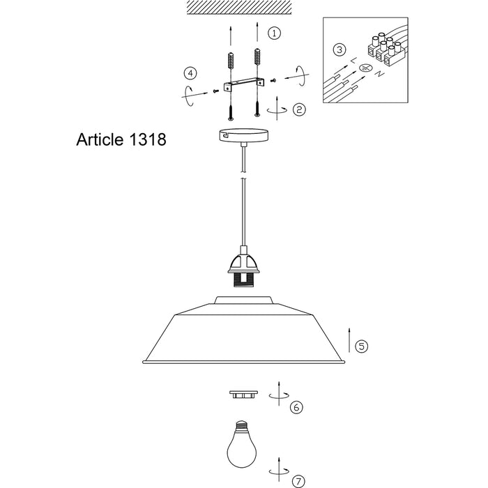 Mexlite - hanglamp - Nove - zwart - metaal - Ø 42cm - E27 - 1318ZW