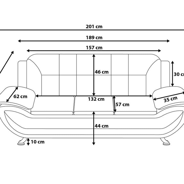 Beliani - LEIRA - Driezitsbank - Wit - Kunstleer