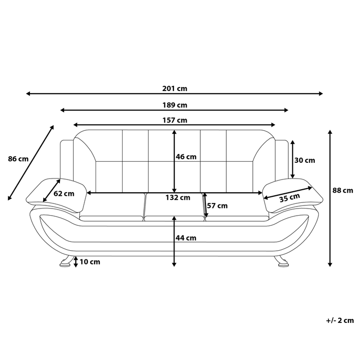 Beliani - LEIRA - Driezitsbank - Wit - Kunstleer