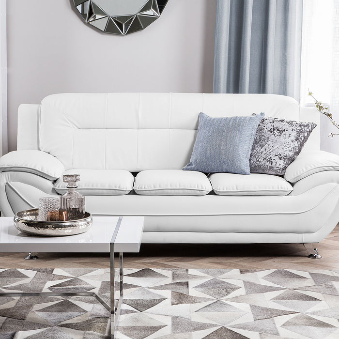 Beliani - LEIRA - Driezitsbank - Wit - Kunstleer