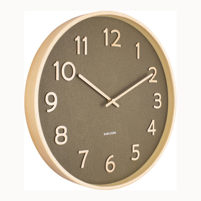 Karlsson Pure Wood Grain Klok - Mosgroen