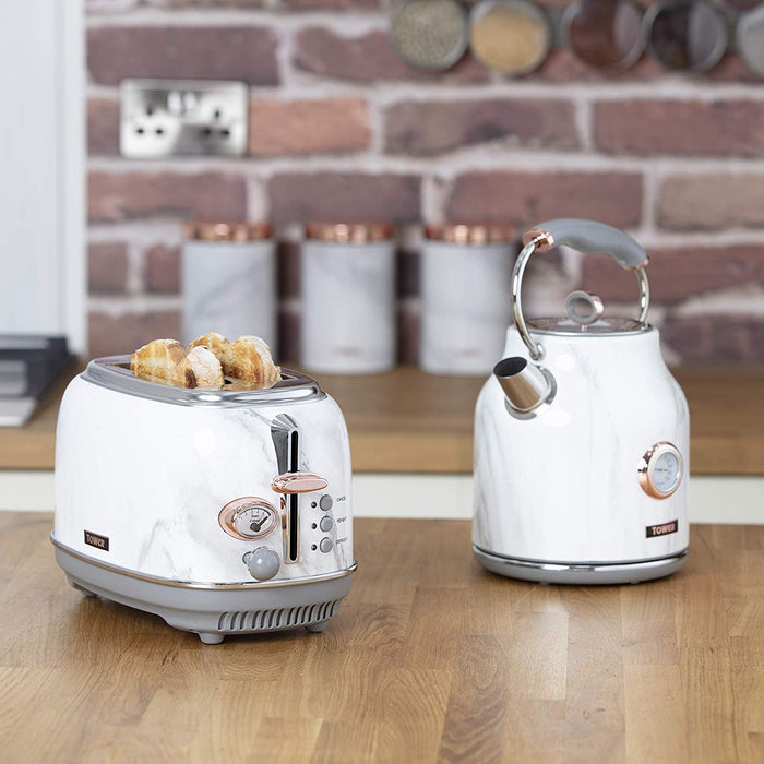 Tower Retro Waterkoker 1.7 Liter Bottega Rose Gold Marmer