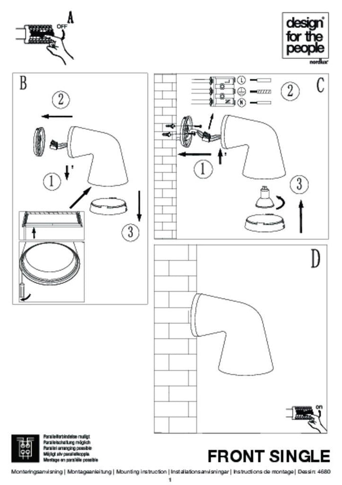 Nordlux Buitenlamp Front single wand wit