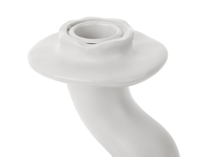 present time - Candleholder Organic Swirl large polyresin white