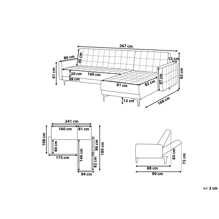 Beliani-ABERDEEN-Hoekslaapbank-Zwart-Linkerzijde-267 cm-Kunstleer