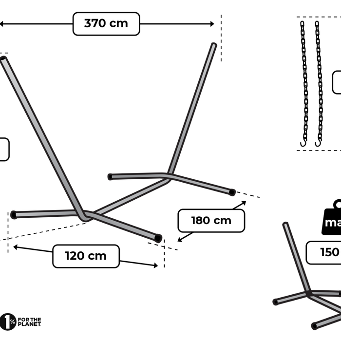 Tropilex® Hangmatstandaard Tweepersoons Easy Zwart