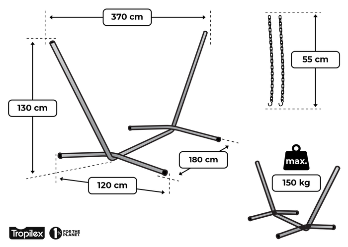 Tropilex® Hangmatstandaard Tweepersoons Easy Zwart