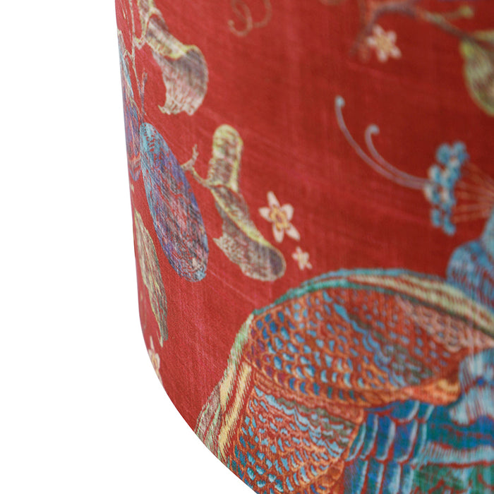 QAZQA Velours lampenkap rood pauw dessin 40|40|40 binnenkant goud