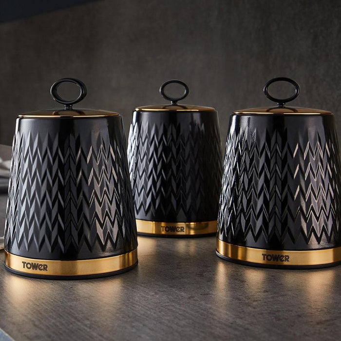 Tower Empire Retro Opbergblikken Set van 3 Zwart